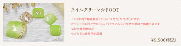 ライムグリーン☆FOOT　¥9,500（税込）